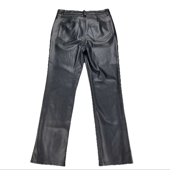 Good American Faux Leather Icon Straight Pants Brown Metallic Women Size 14/32 - Picture 2 of 8